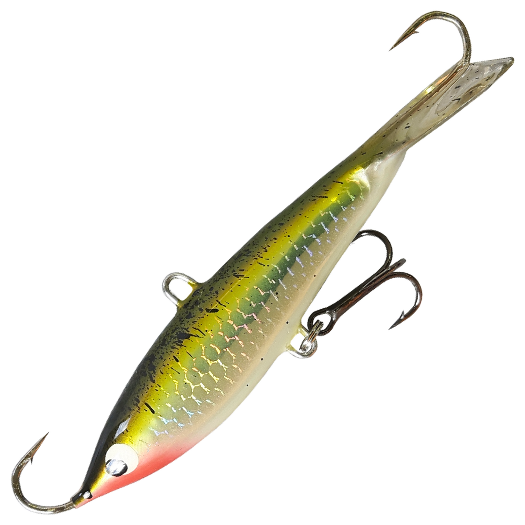 Kaweri 80 Kevennetty Tasapaino 86mm 16g, väri M5: oliivinvihreä pilkullinen selkä, kellertävä suomukuvioitu kylki