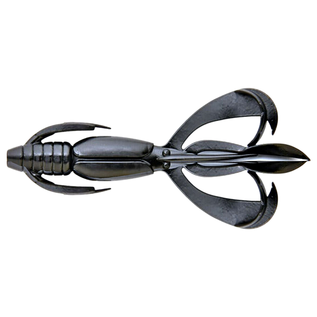 Keitech Crazy Flapper Jigi 2.4" Black yläpuolelta, pää vasemmalla