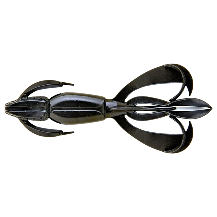 Keitech Crazy Flapper Jigi 2.4" Black alapuolelta, pää vasemmalla