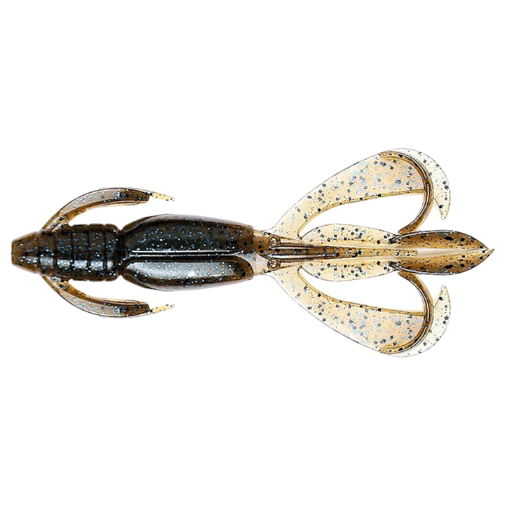Keitech Crazy Flapper Jigi 2.4" Blue Back Cinnamon yläpuolelta, pää vasemmalla