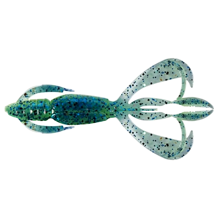 Keitech Crazy Flapper Jigi 2.4" Blue X Chart yläpuolelta, pää vasemmalla
