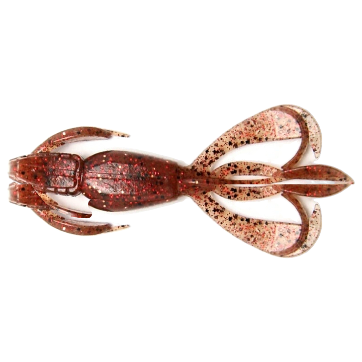 Keitech Crazy Flapper Jigi 2.4" EBIMISO Red Copper yläpuolelta, pää vasemmalla