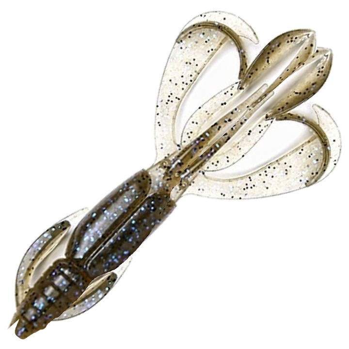 Keitech Crazy Flapper Jigi 2.4", väri Electric Smoke Craw: savunruskea selkä ja sinertävä vatsa
