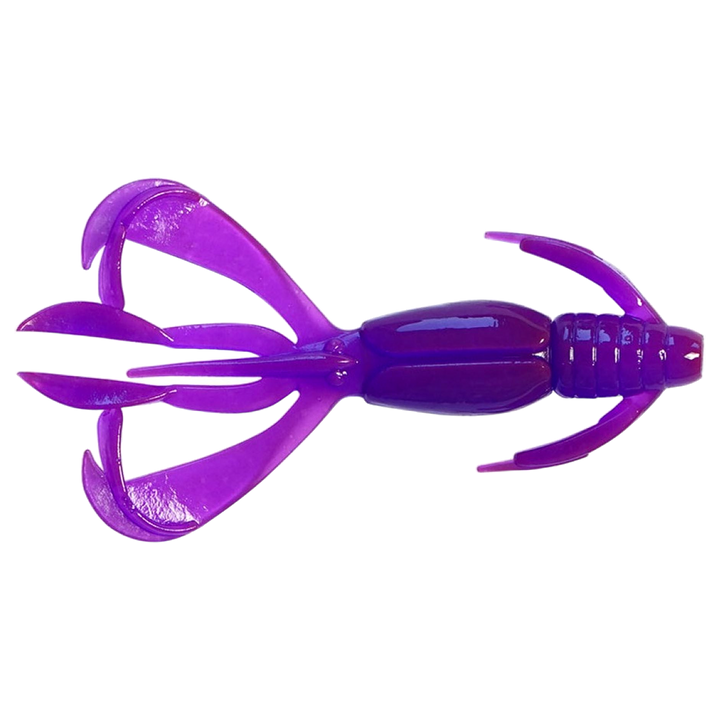 Keitech Crazy Flapper Jigi 2.4" Purple Chameleon ylhäältä, pää oikealla