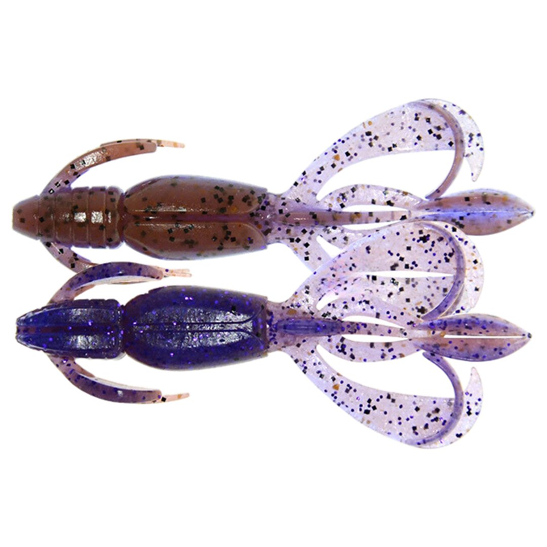 Keitech Crazy Flapper Jigi 2.4" Purple Jerry ylä- ja alapuolelta