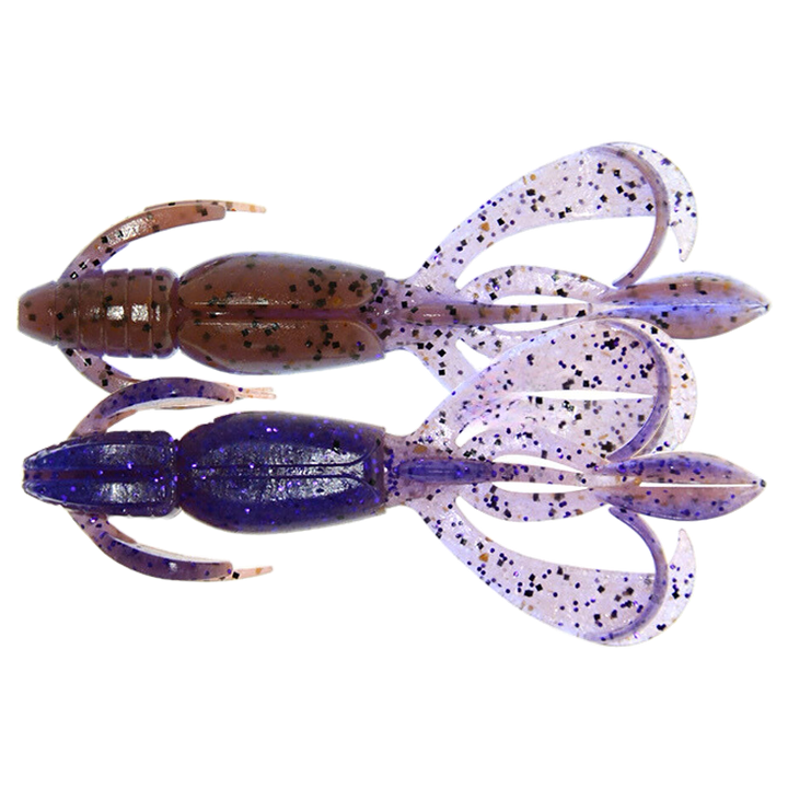 Keitech Crazy Flapper Jigi 2.4" Purple Jerry ylä- ja alapuolelta