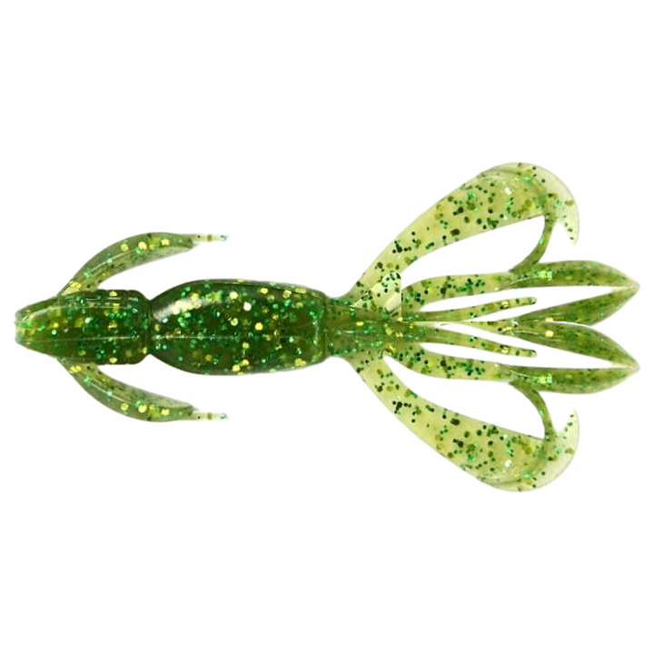 Keitech Crazy Flapper Jigi 2.4" Watermelon Flash alapuolelta, pää vasemmalla