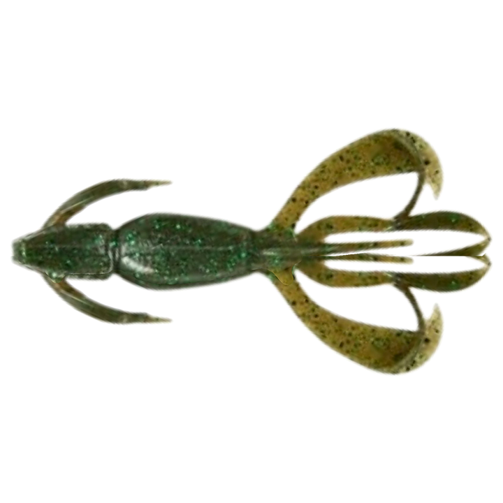 Keitech Crazy Flapper Jigi 2.4" YODOGAWA Craw yläpuolelta, pää vasemmalla