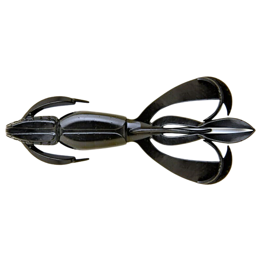 Keitech Crazy Flapper Jigi 2.8" Black alapuolelta, pää vasemmalla