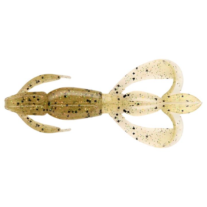 Keitech Crazy Flapper Jigi 2.8" Ginger Shrimp alapuolelta, pää vasemmalla