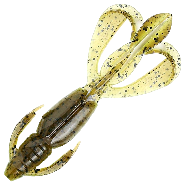 Keitech Crazy Flapper Jigi 2.8", väri Green Pumpkin / Chartreuse: ruskeanvihreä ja kellanvihreä runko sekä mustat pilkut