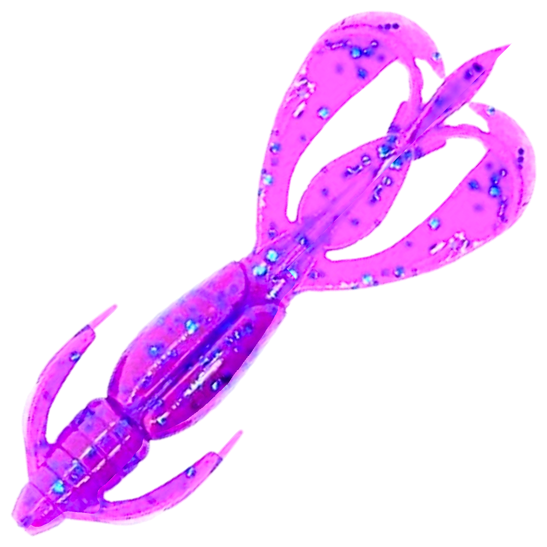 Keitech Crazy Flapper Jigi 2.8", väri Purple Blue Heaven: violetti runko sekä siniset ja mustat pilkut
