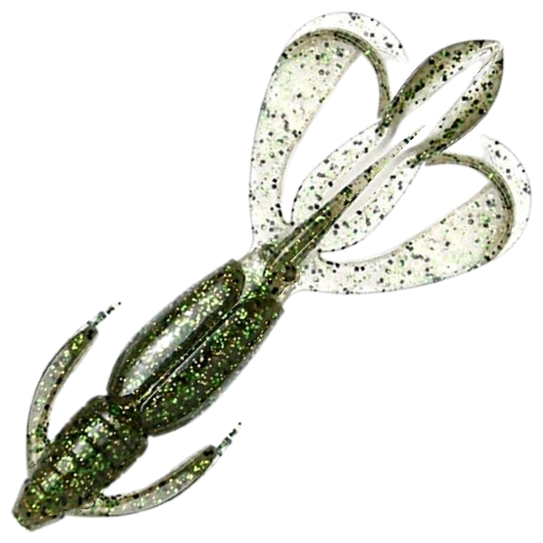 Keitech Crazy Flapper Jigi 2.8", väri Silver Flash Craw: oliivinvihreä selkä ja hopeahileinen vatsa