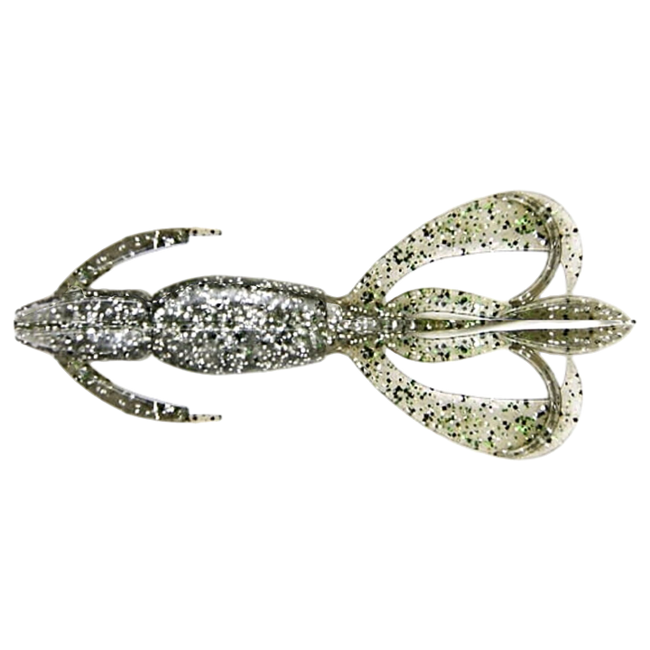 Keitech Crazy Flapper Jigi 2.8" Silver Flash Craw alapuolelta, pää vasemmalla