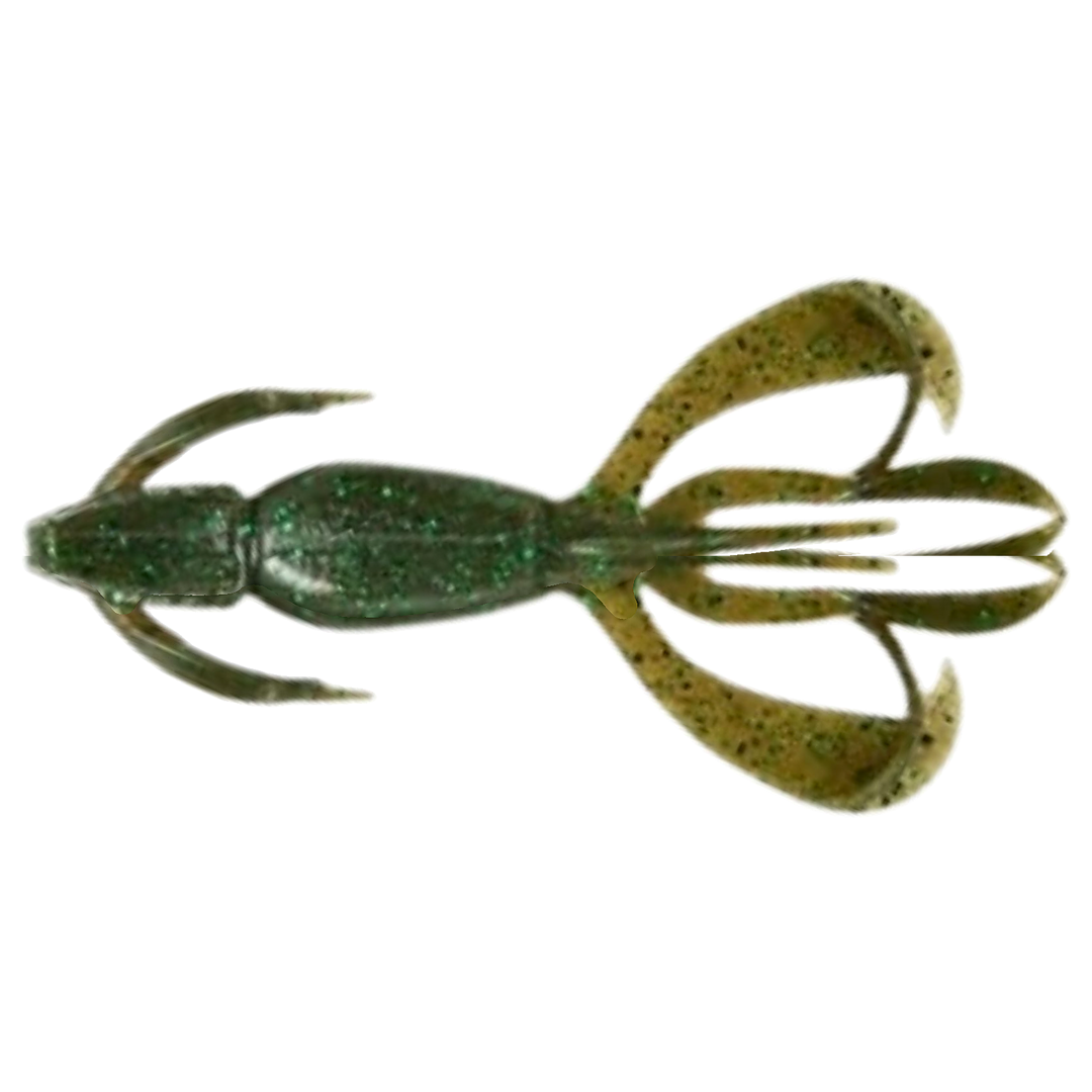 Keitech Crazy Flapper Jigi 2.8" YODOGAWA Craw yläpuolelta, pää vasemmalla