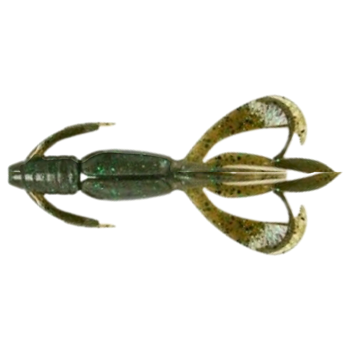 Keitech Crazy Flapper Jigi 2.8" YODOGAWA Craw alapuolelta, pää vasemmalla