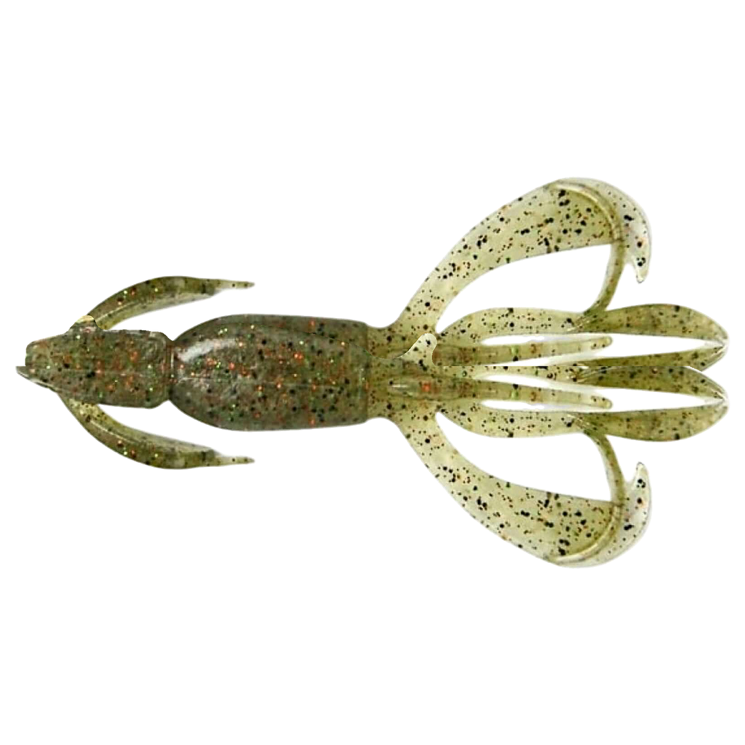 Keitech Crazy Flapper Jigi 2" Light Watermelon Shrimp alapuolelta, pää vasemmalla