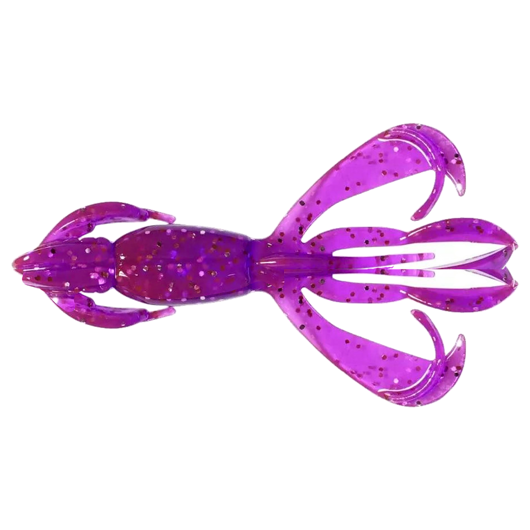 Keitech Crazy Flapper Jigi 2" Purple Chameleon/Silver FLK yläpuolelta, pää vasemmalla