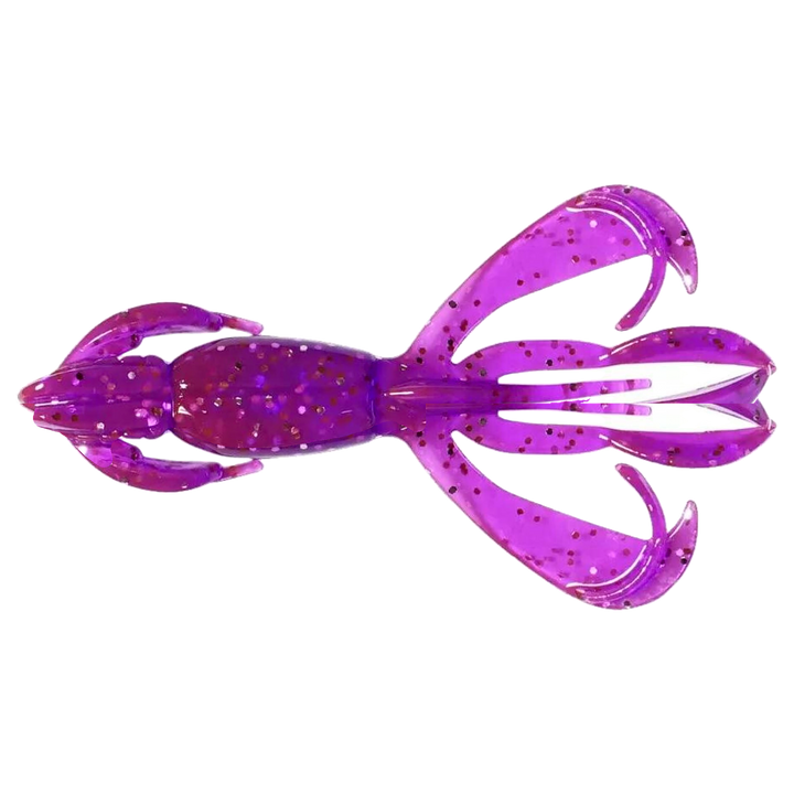 Keitech Crazy Flapper Jigi 2" Purple Chameleon/Silver FLK yläpuolelta, pää vasemmalla