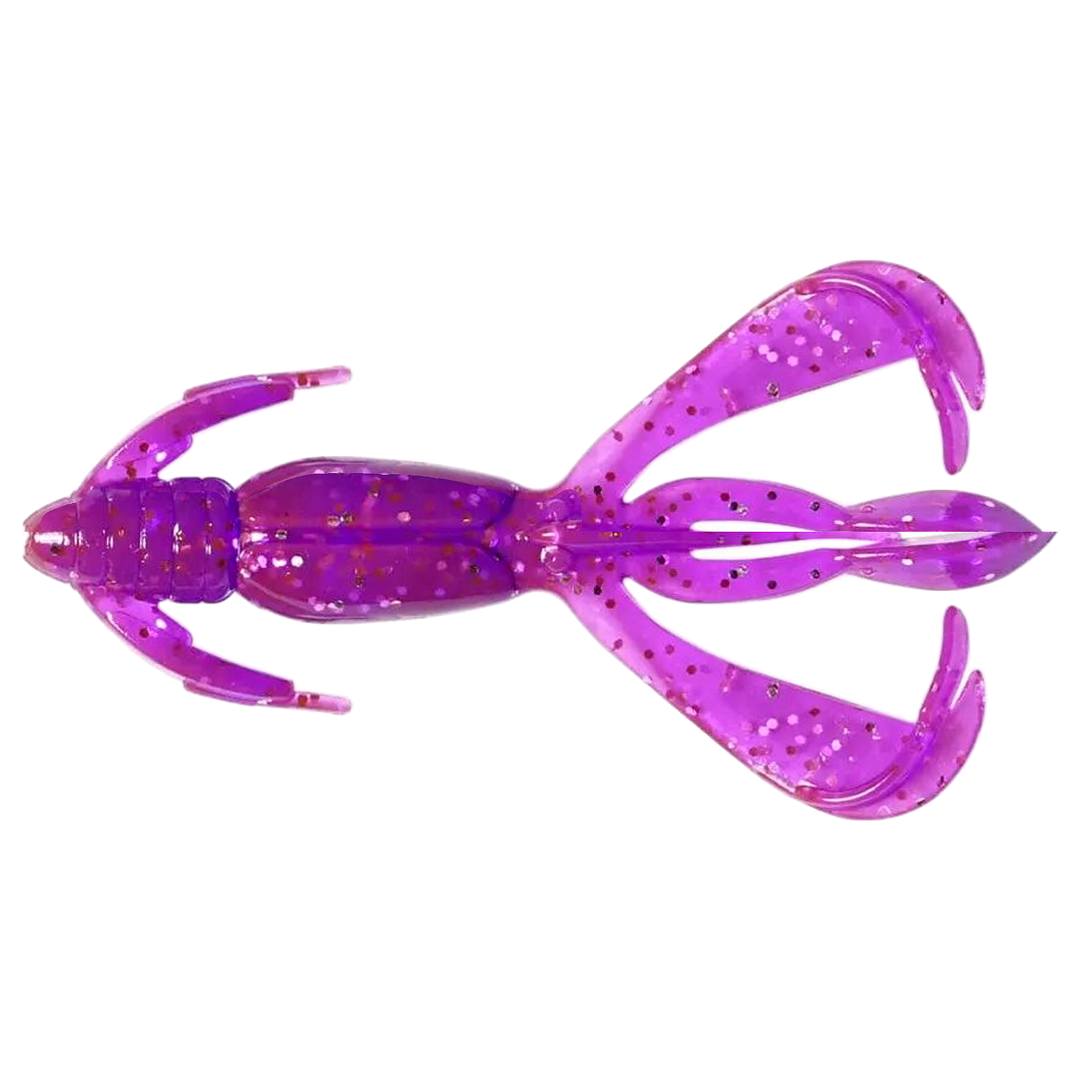 Keitech Crazy Flapper Jigi 2" Purple Chameleon/Silver FLK alapuolelta, pää vasemmalla