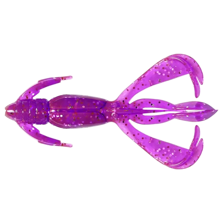 Keitech Crazy Flapper Jigi 2" Purple Chameleon/Silver FLK alapuolelta, pää vasemmalla