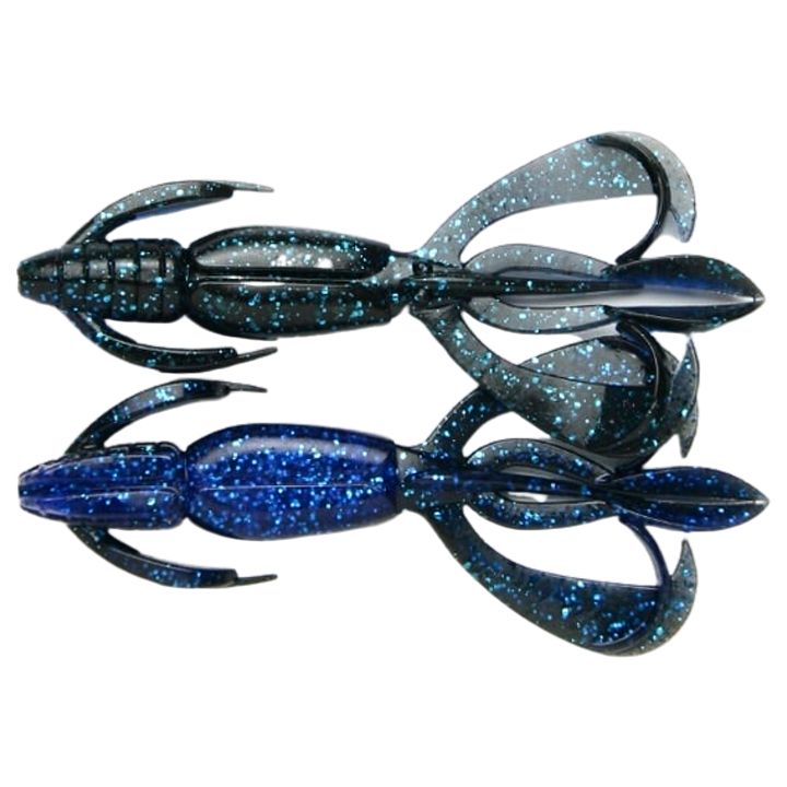 Keitech Crazy Flapper Jigi 3.6" Black Blue ylä- ja alapuolelta