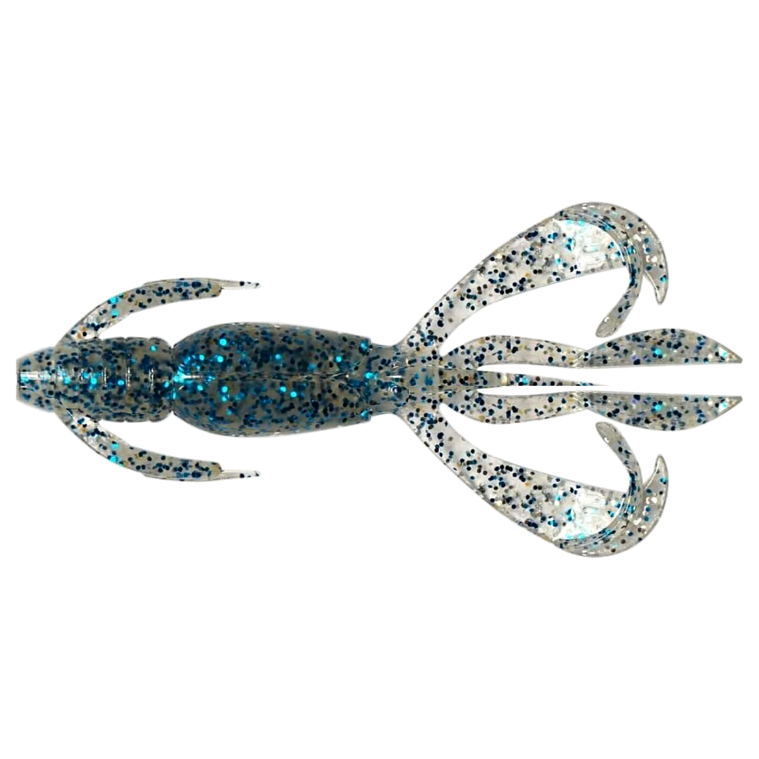 Keitech Crazy Flapper Jigi 3.6" Blue Sardine yläpuolelta, pää vasemmalla