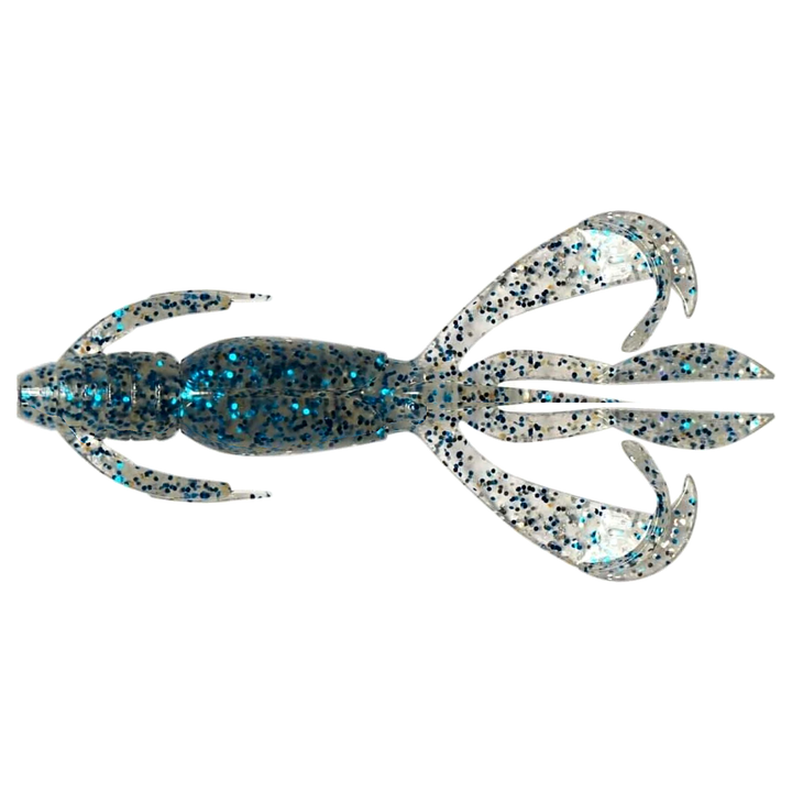 Keitech Crazy Flapper Jigi 3.6" Blue Sardine yläpuolelta, pää vasemmalla