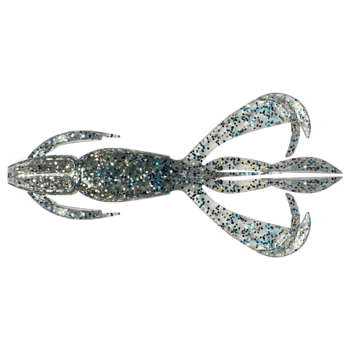 Keitech Crazy Flapper Jigi 3.6" Blue Sardine alapuolelta, pää vasemmalla