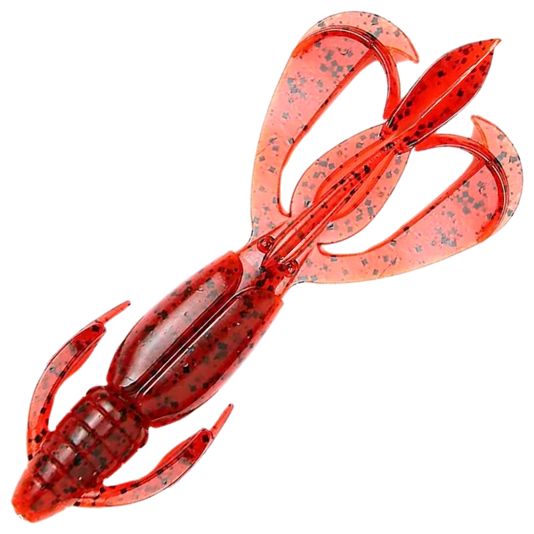 Keitech Crazy Flapper Jigi 3.6", väri Delta Craw: punainen runko ja mustat pilkut