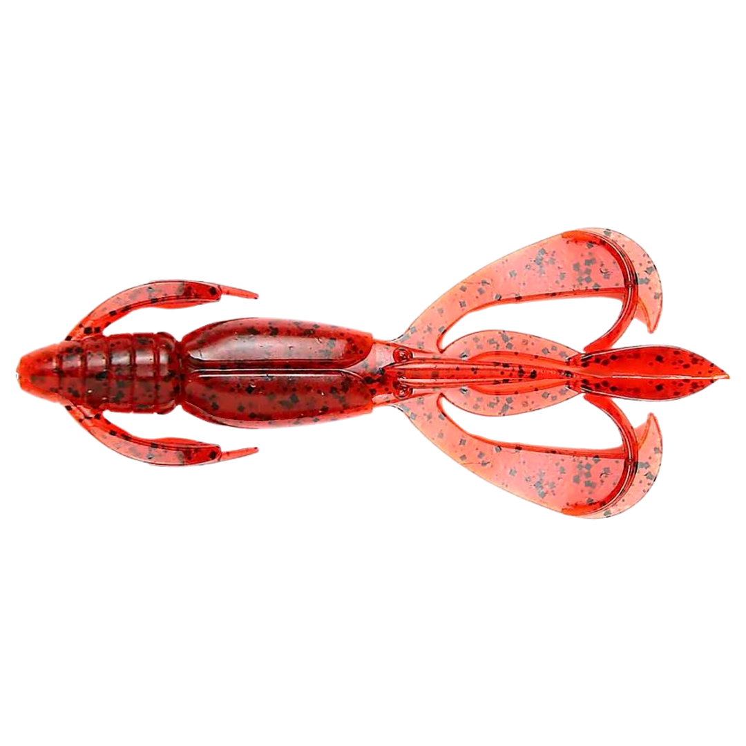 Keitech Crazy Flapper Jigi 3.6" Delta Craw yläpuolelta, pää vasemmalla