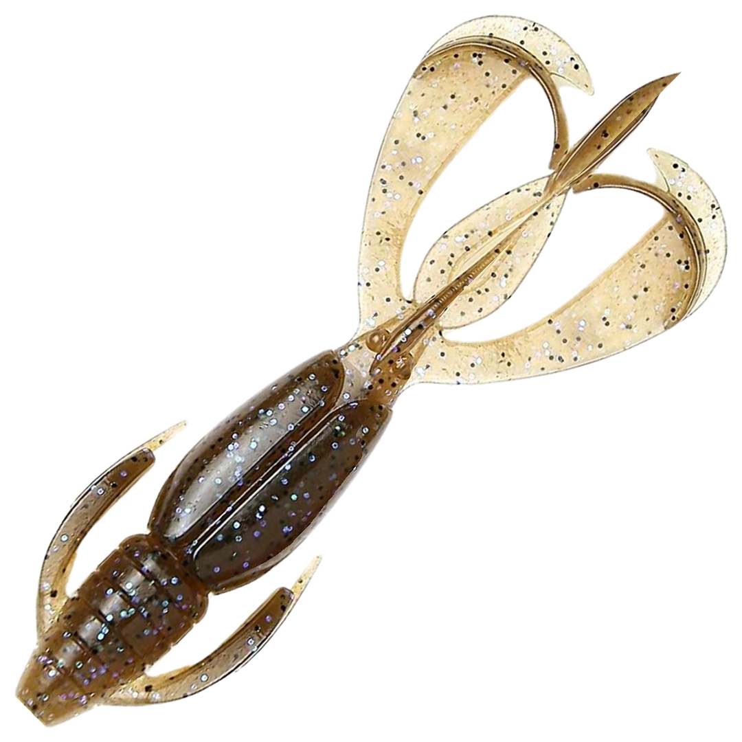 Keitech Crazy Flapper Jigi 3.6", väri Electric Brown Craw: ruskea selkä ja sinertävä vatsa