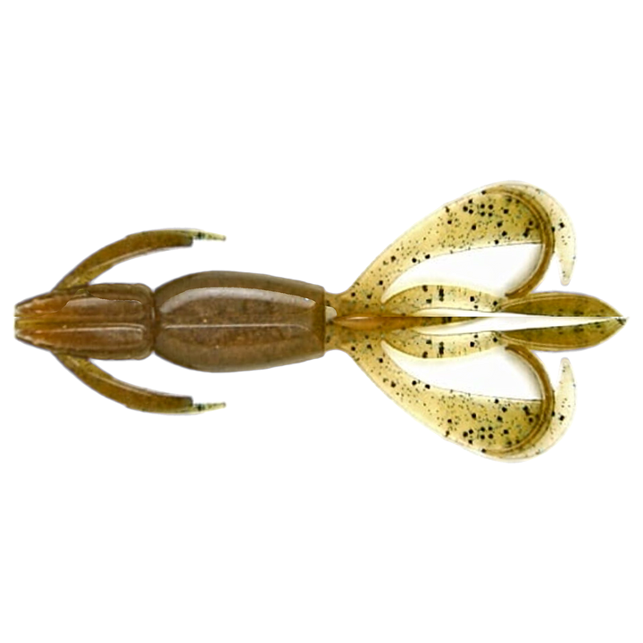 Keitech Crazy Flapper Jigi 3.6" Green Weenie Blue alapuolelta, pää vasemmalla