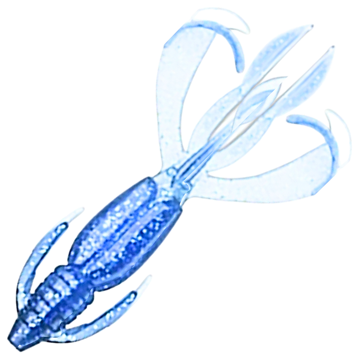 Keitech Crazy Flapper Jigi 3.6", väri Sapphire Blue: sininen runko ja vaaleansiniset sakset