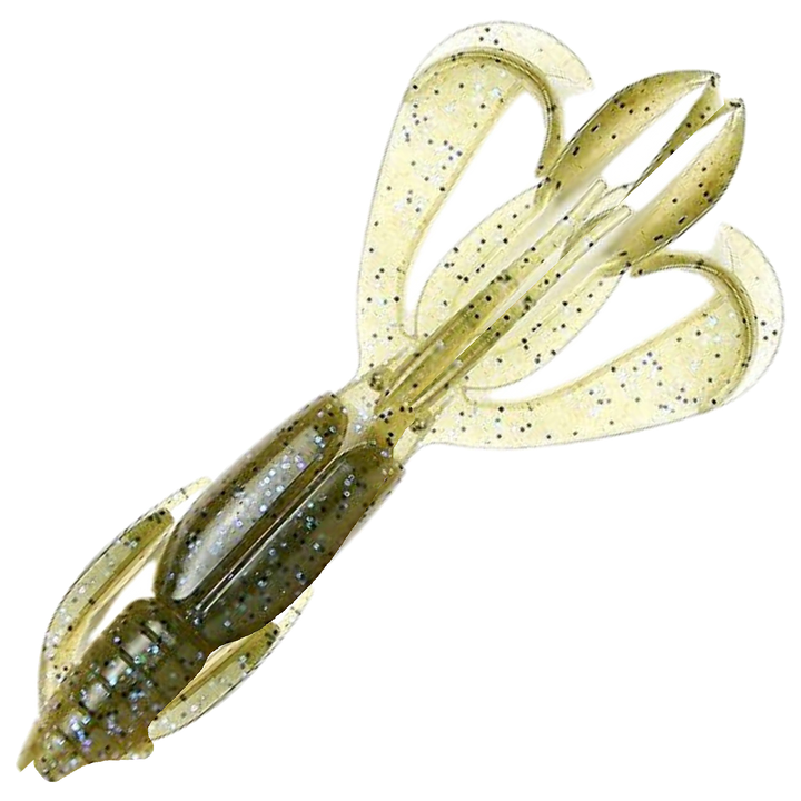 Keitech Crazy Flapper Jigi 4.4", väri Electric Green Craw: oliivinvihreä selkä ja sinertävä vatsa