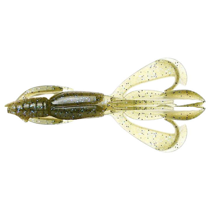 Keitech Crazy Flapper Jigi 4.4" Electric Green Craw yläpuolelta, pää vasemmalla
