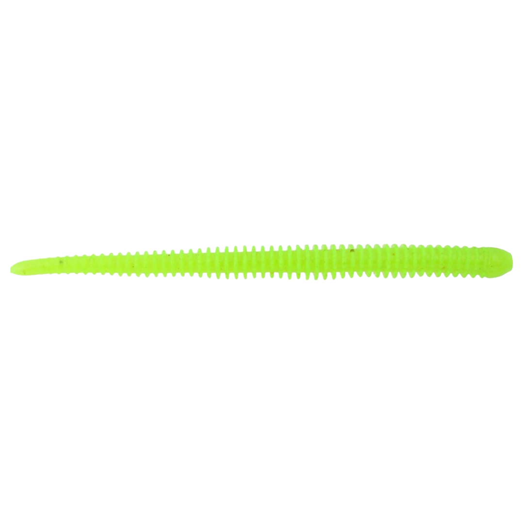 Keitech Easy Shaker Jigi 3.5" Clear Chartreuse Glow sivulta, pää oikealla