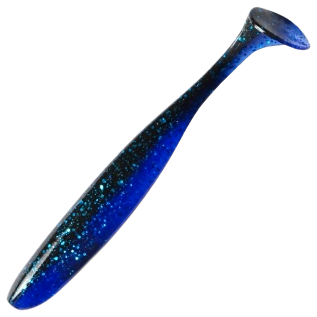 Keitech Easy Shiner Jigi 2", väri Black Blue: musta runko ja siniset hileet