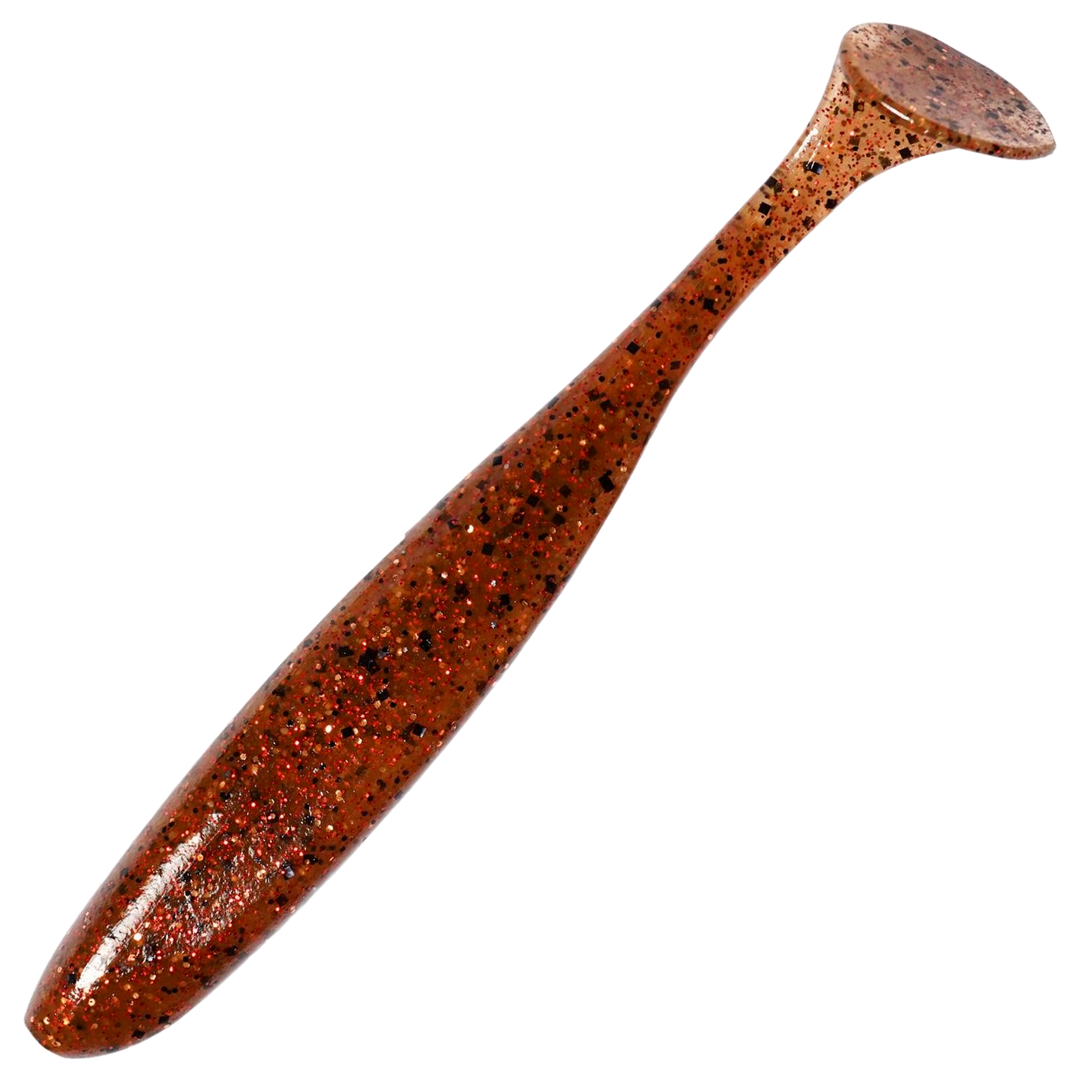 Keitech Easy Shiner Jigi 2", väri EBIMISO Red Copper: läpikuultava punaruskea runko ja kupariset hileet