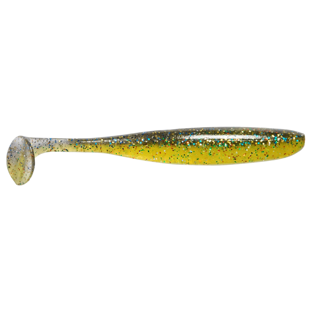 Keitech Easy Shiner Jigi 2" Smoky Yellow sivulta, pää oikealla
