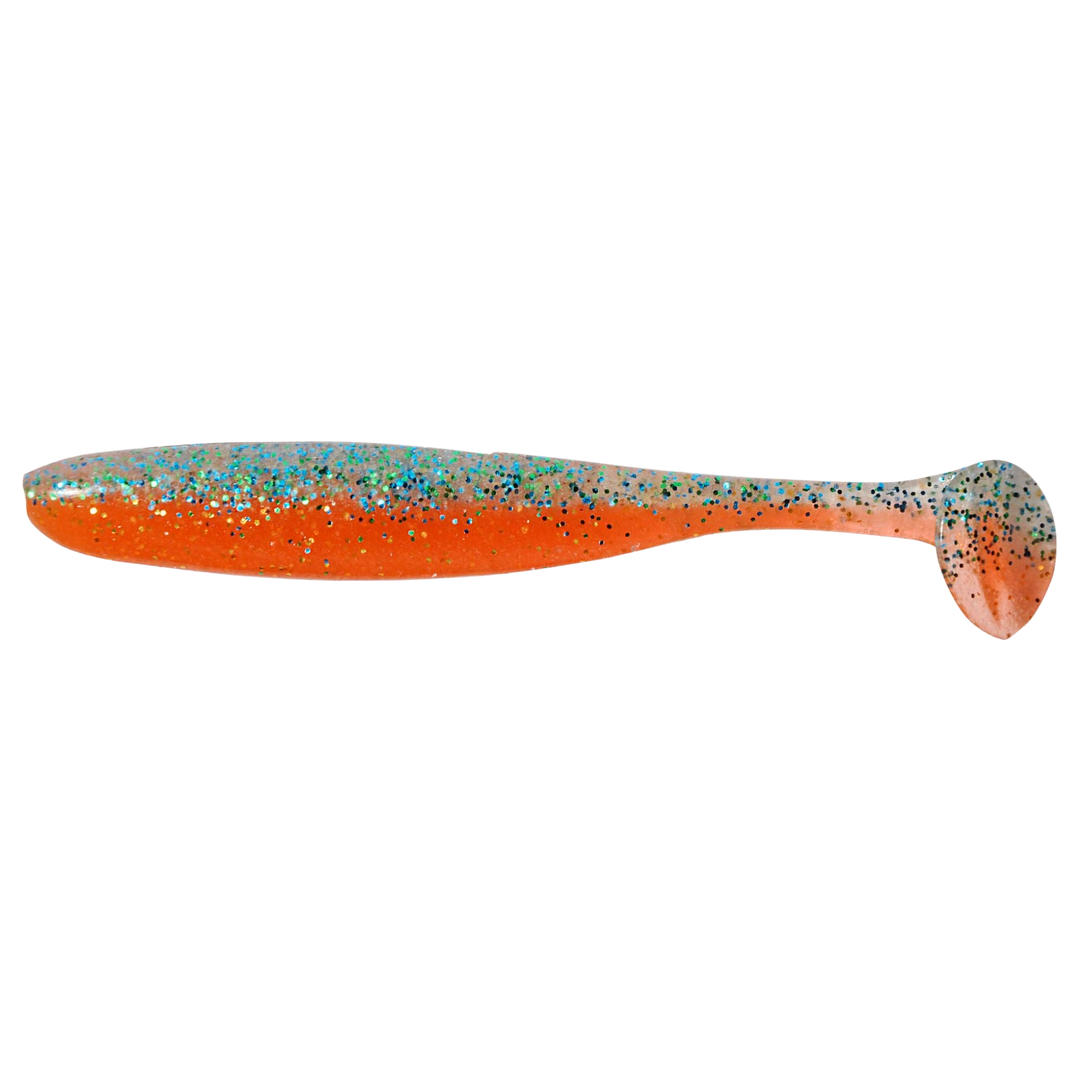 Keitech Easy Shiner Jigi 3" Clear Orange sivulta, pää vasemmalla