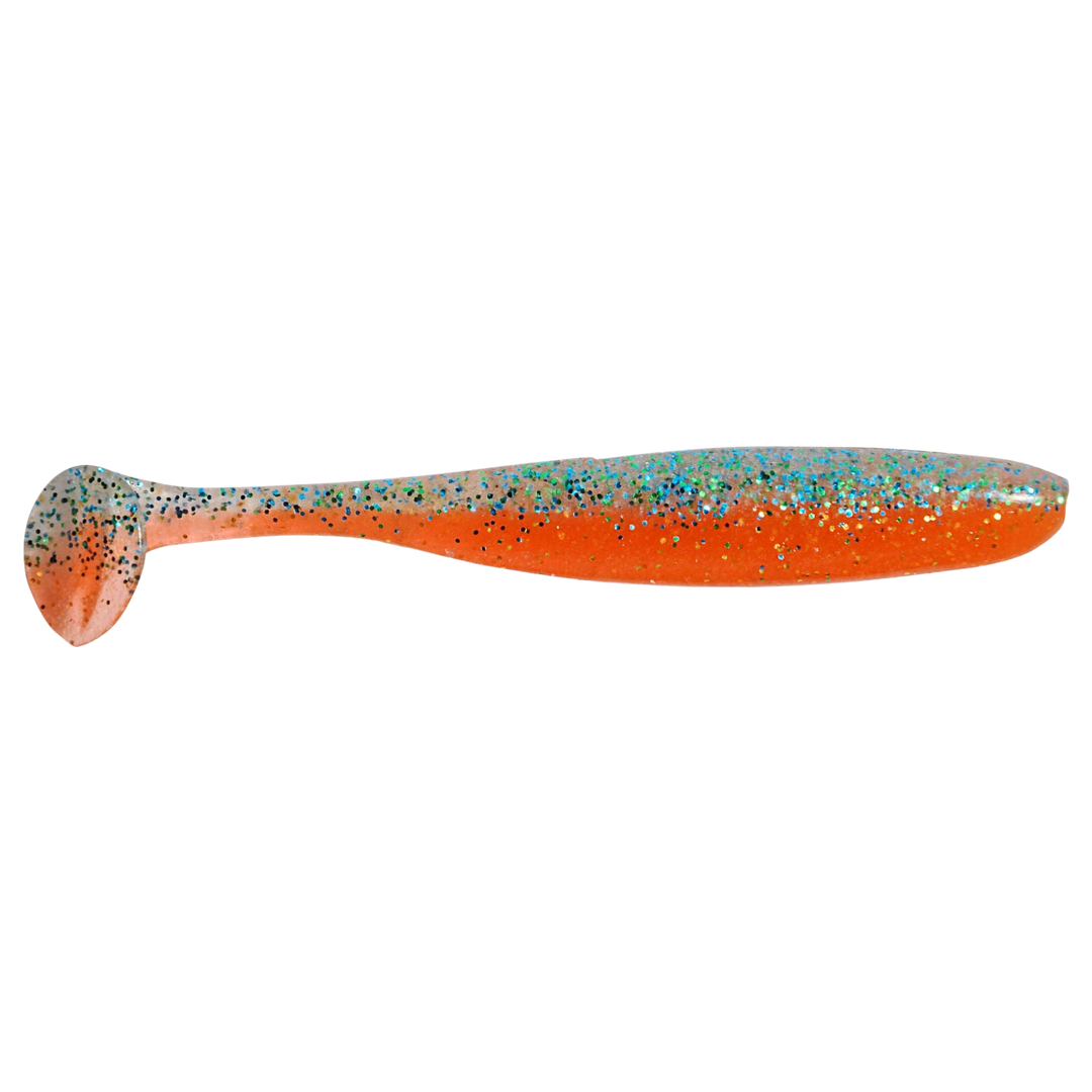 Keitech Easy Shiner Jigi 3" Clear Orange sivulta, pää oikealla