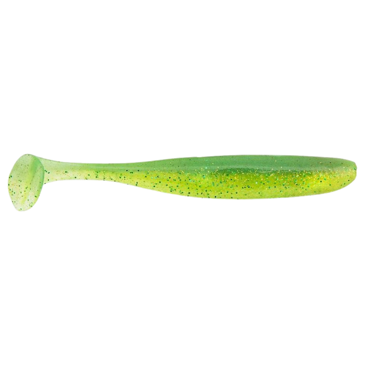 Keitech Easy Shiner Jigi 3" Lime Chartreuse sivulta, pää oikealla