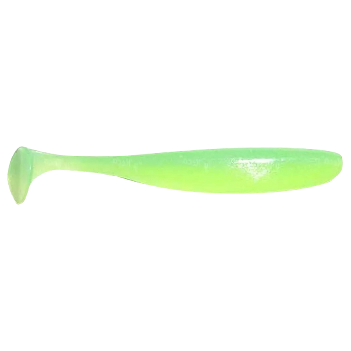 Keitech Easy Shiner Jigi 3" Lime Chartreuse Glow sivulta, pää oikealla