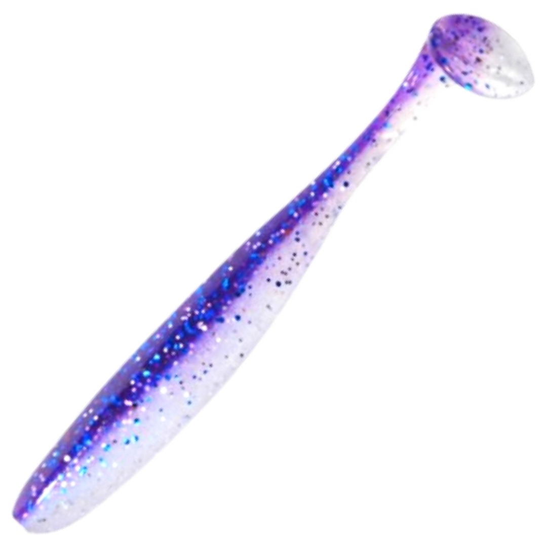 Keitech Easy Shiner Jigi 3", väri Purple Ice Shad: violetti selkä ja valkoinen kylki