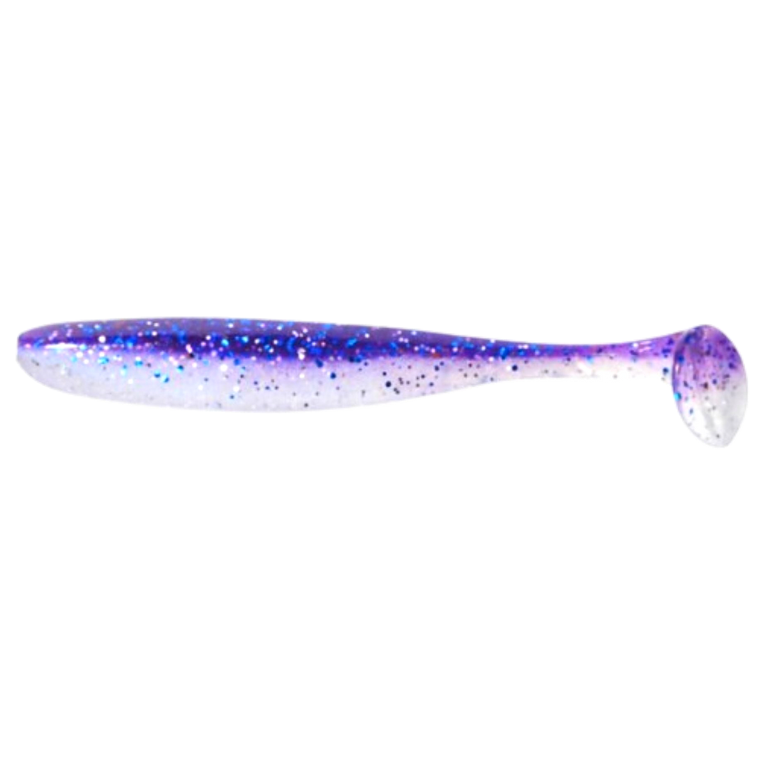 Keitech Easy Shiner Jigi 3" Purple Ice Shad sivulta, pää vasemmalla