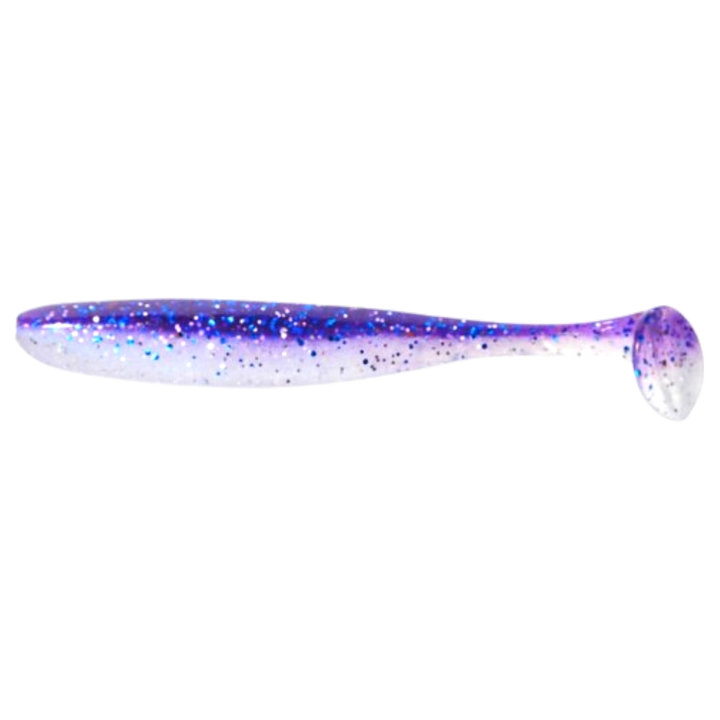 Keitech Easy Shiner Jigi 3" Purple Ice Shad sivulta, pää vasemmalla