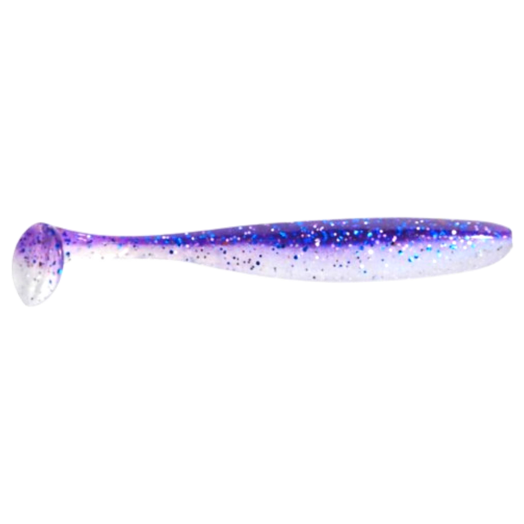 Keitech Easy Shiner Jigi 3" Purple Ice Shad sivulta, pää oikealla