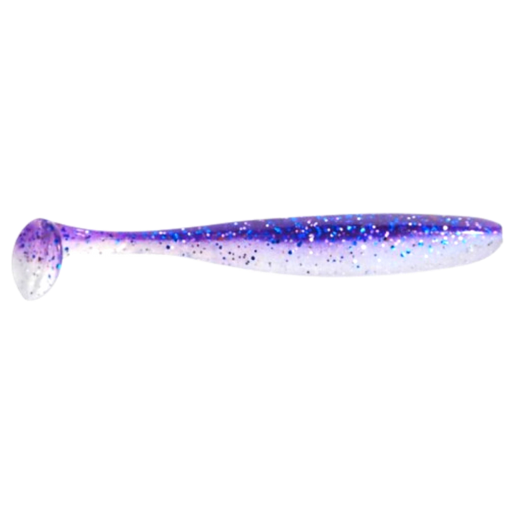 Keitech Easy Shiner Jigi 3" Purple Ice Shad sivulta, pää oikealla