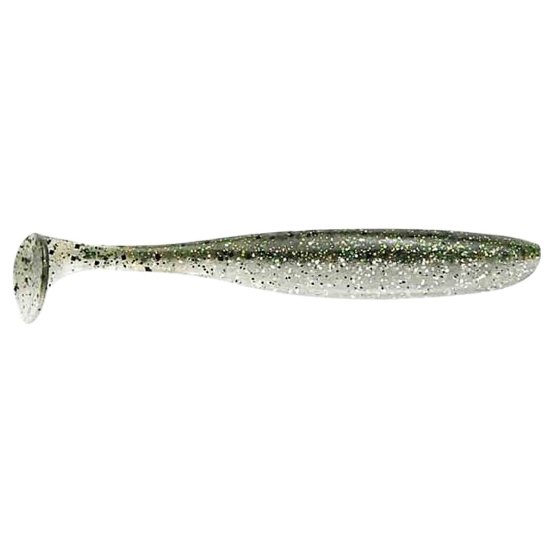 Keitech Easy Shiner Jigi 3" Silver Flash Minnow sivulta, pää oikealla